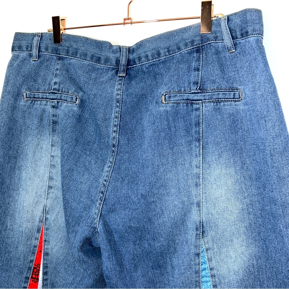NWT URSIME Boho Patchwork Denim High Rise Retro Flare Jeans size 4XL - Picture 8 of 16